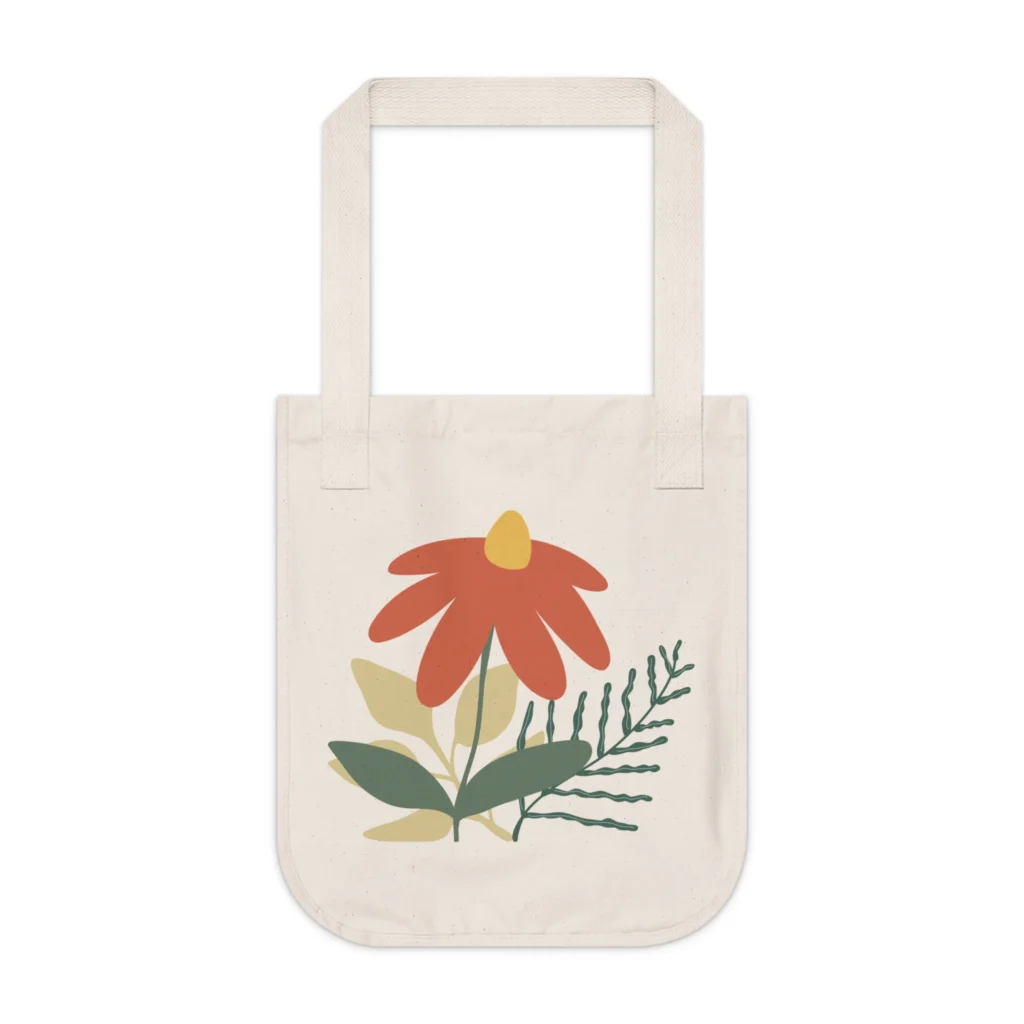 Eco-Friendly Canvas Tote Bag, Wildflower Design, Reusable Shopping Bag, Botanical Print, Floral Grocery Bag, Sustainable Handbag