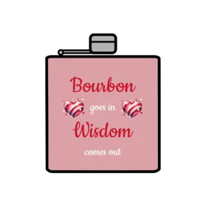 6oz Stainless Steel Flask, Bourbon Goes In Wisdom Comes Out, Football Theme, Holiday Designs, Gift for Him, Custom Engraved Flask, Groomsman