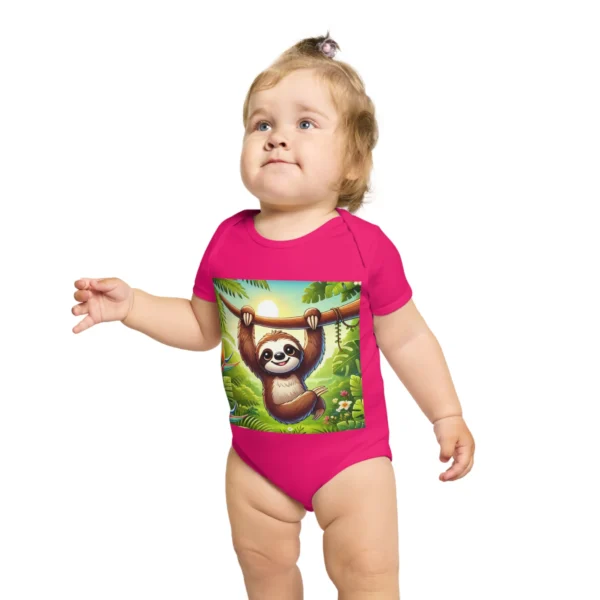 Sloth Baby Bodysuit, Cute Infant Apparel, Animal Lover Onesie, Gender Neutral Baby Shower Gift, Short Sleeve Romper