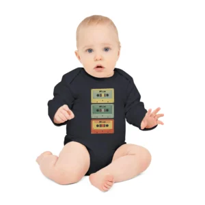 Baby Long-Sleeve Organic Bodysuit - Cassette Tapes