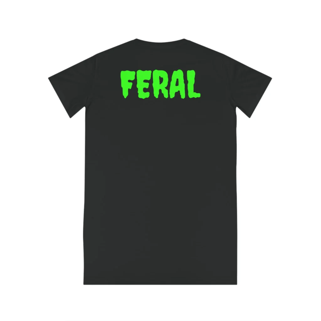 Snake Feral Spinner T-Shirt Dress, Neon Green Serpent Graphic Tee, Black Pink White Feral Animal Outfit, Snakeskin Print Dress, Reptile