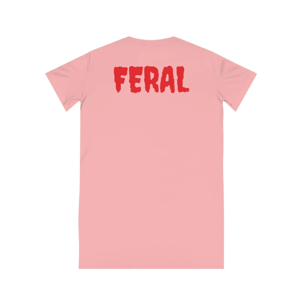 Red Fox Spinner T-Shirt Dress, Feral Animal Print Dress, Graphic Tee Dress, Cute Animal Top, Casual Wear for Women