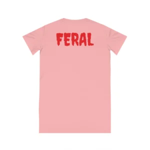 Red Fox Spinner T-Shirt Dress, Feral Animal Print Dress, Graphic Tee Dress, Cute Animal Top, Casual Wear for Women