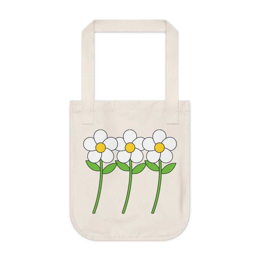Floral Canvas Tote Bag, Eco-Friendly Shopping Bag, Reusable Grocery Bag, Botanical Print Tote, Gift for Gardeners, Sustainable Market Tote