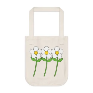 Floral Canvas Tote Bag, Eco-Friendly Shopping Bag, Reusable Grocery Bag, Botanical Print Tote, Gift for Gardeners, Sustainable Market Tote